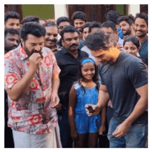 Tovino Celebrated his birthday in Mammootty's Shooting set
