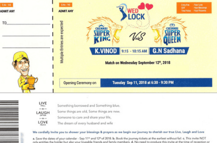 Chennai Super Kings Fan Gets His Wedding Invitation Designed As A Match Ticket