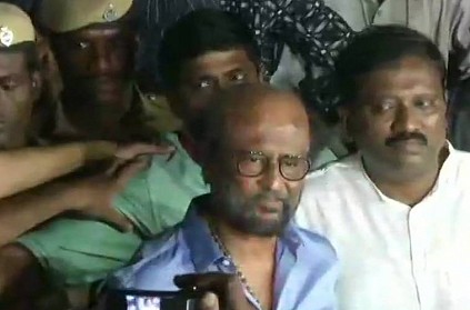 Superstar Rajinikanth visits Karunanidhi at Kauvery Hospital.