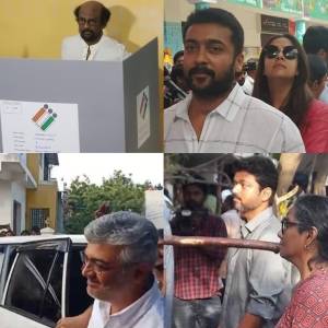 Tamil film personalities casting their vote for 2019 elections